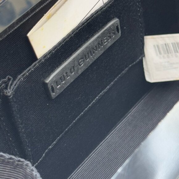 🆕 LULU GUINNESS 🧿 NWT Cassie Striped Black & Mother of Pearl Perspex Clutch - Picture 12 of 15